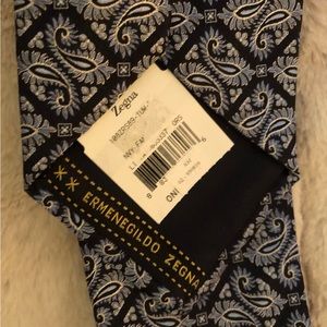 Zegna classic black and baby blue silk tie